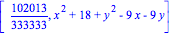 [102013/333333, x^2+18+y^2-9*x-9*y]